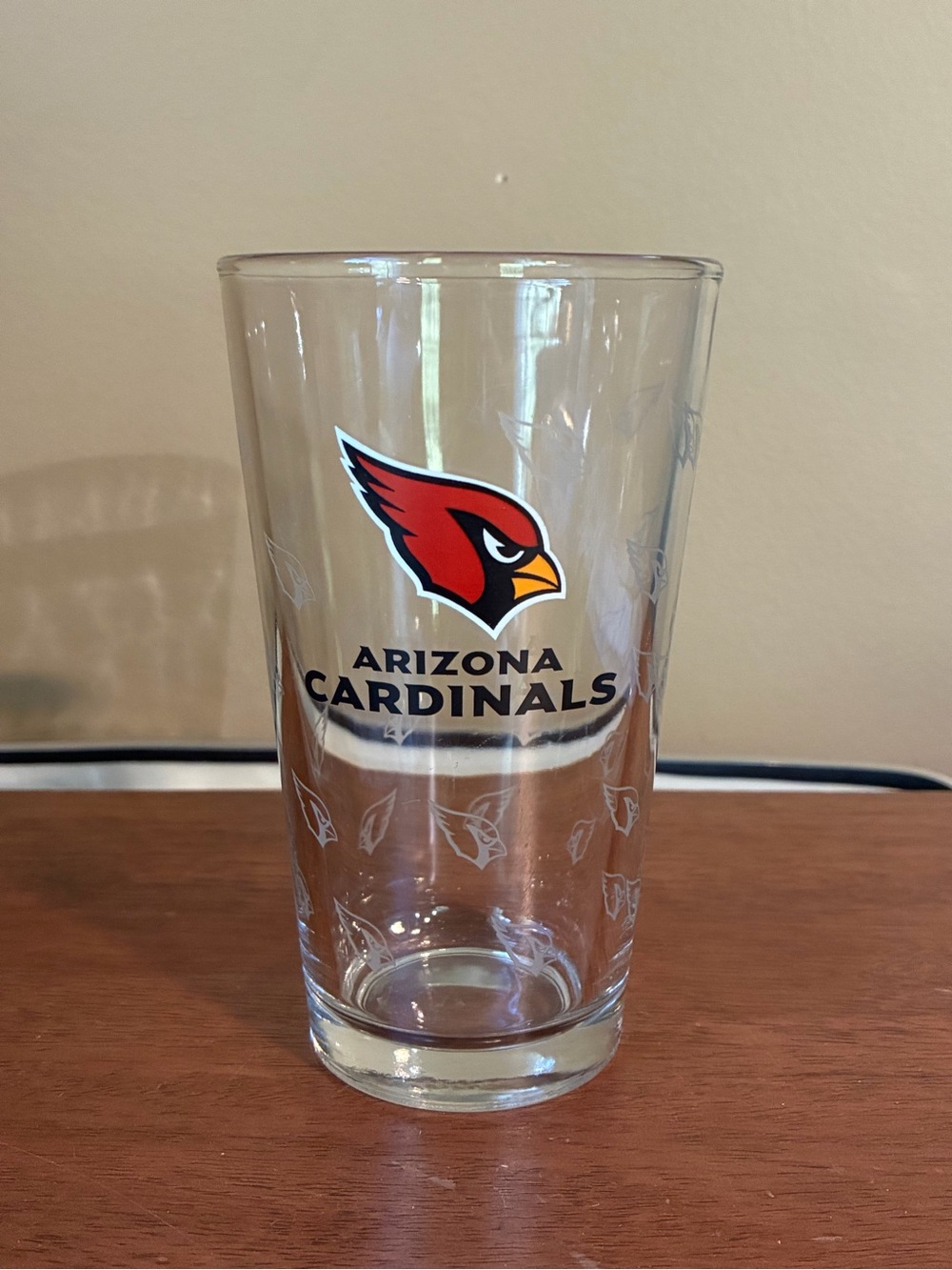 NFL Arizona Cardinals Glass Pint Beverage Cup 16 Ounces